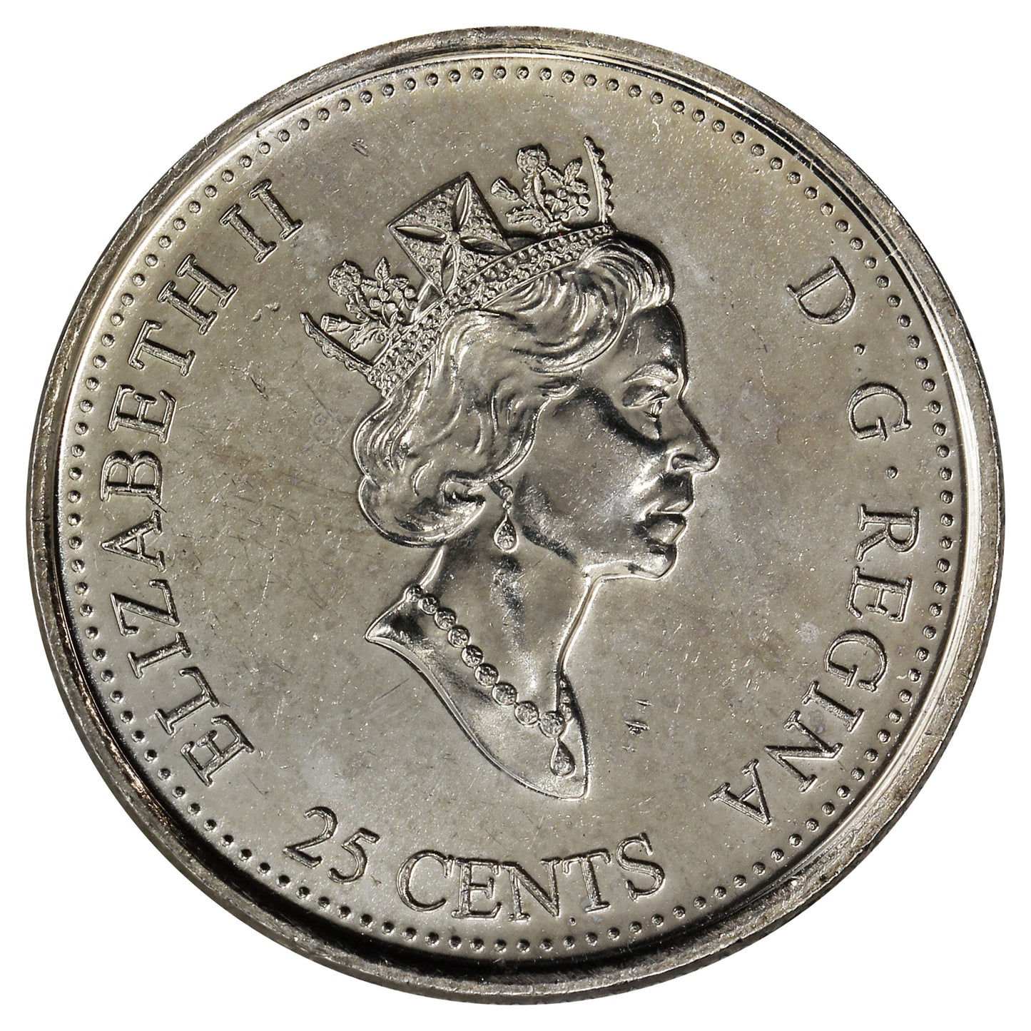 1999 January Dot Canada 25-cents Uncirculated (MS60)