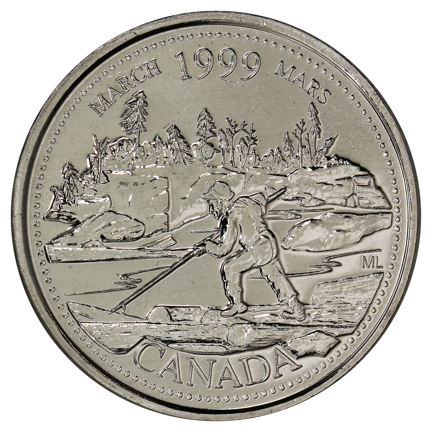1999 March Canada 25-cents Proof Like