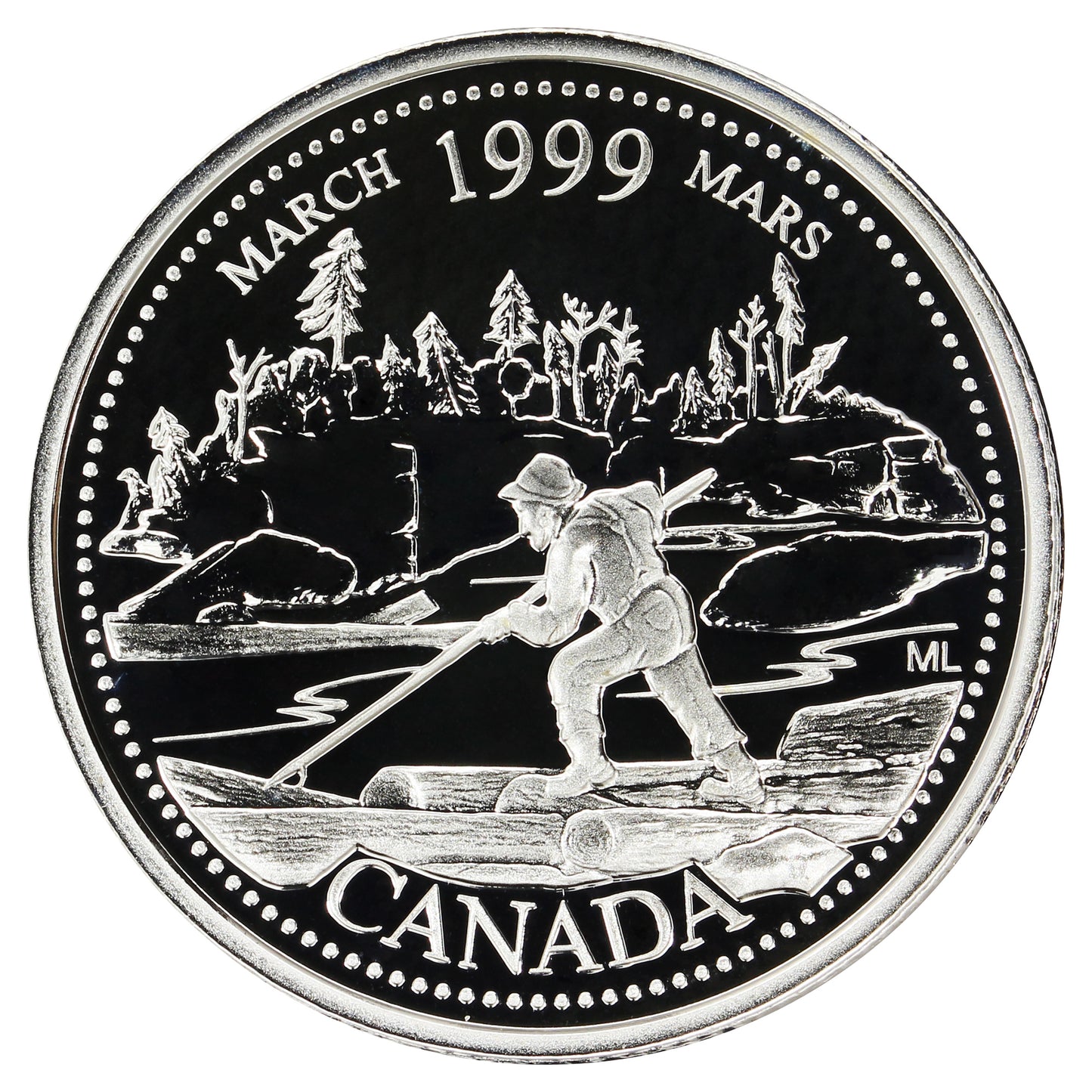 1999 March Canada 25-cents Silver Proof