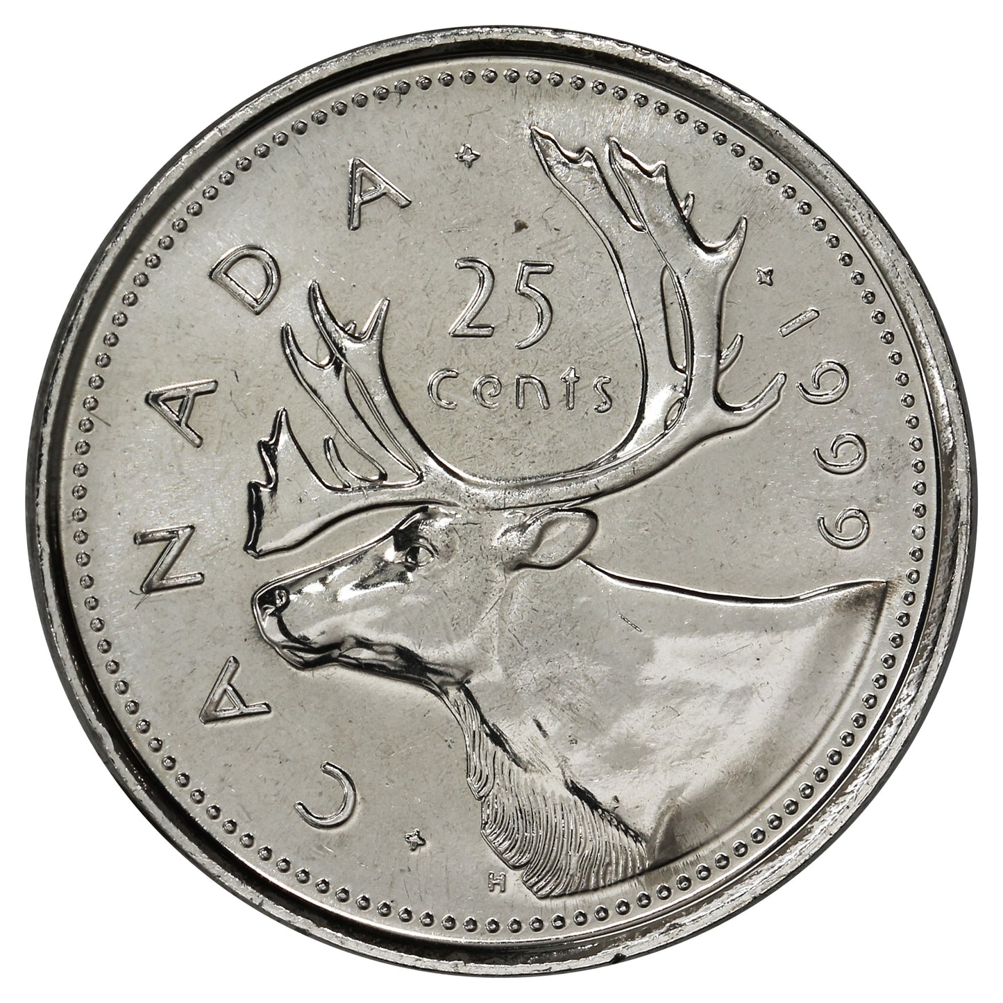 1999P (test) Caribou Canada 25-cents Brilliant Uncirculated (MS63)