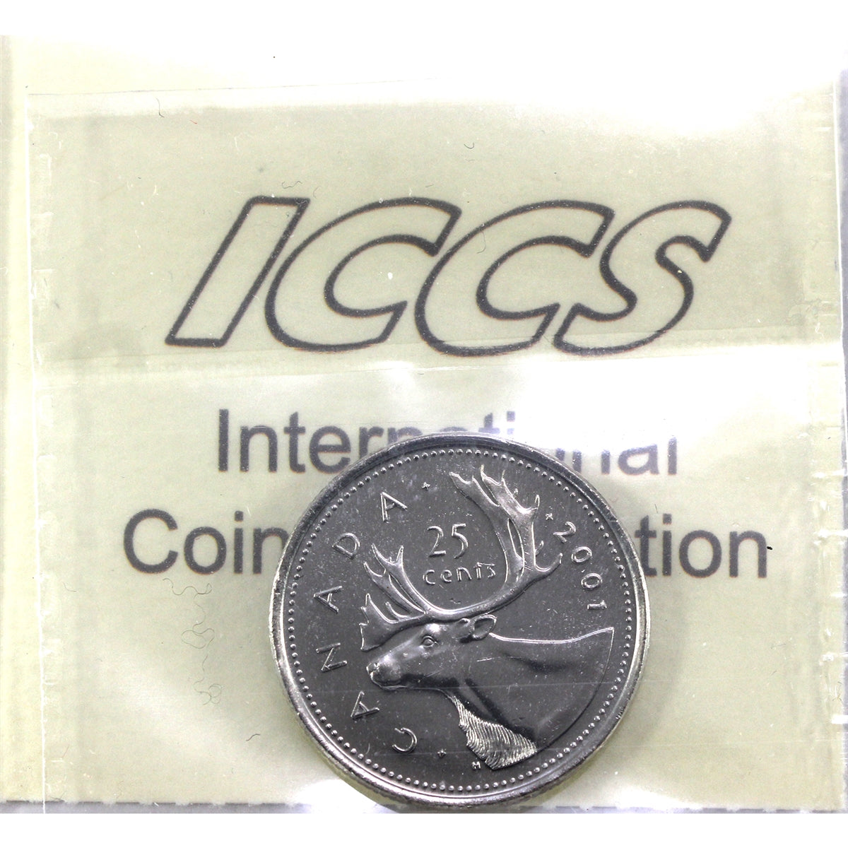 2001 Caribou Canada 25-cents ICCS Certified MS64