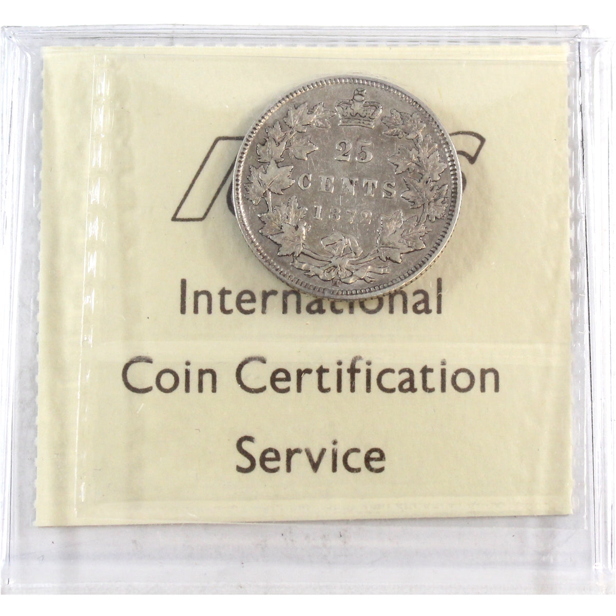1872H Obv. 2 Canada 25-cents ICCS Certified F12