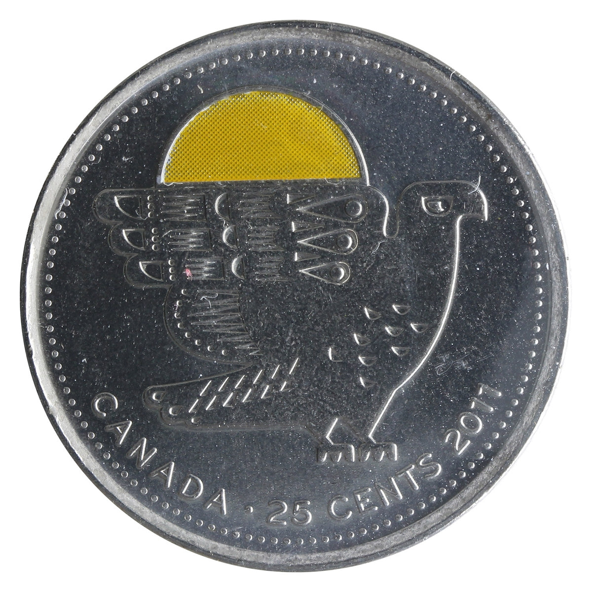 2011 Coloured Falcon Canada 25-cents ICCS Certified MS64