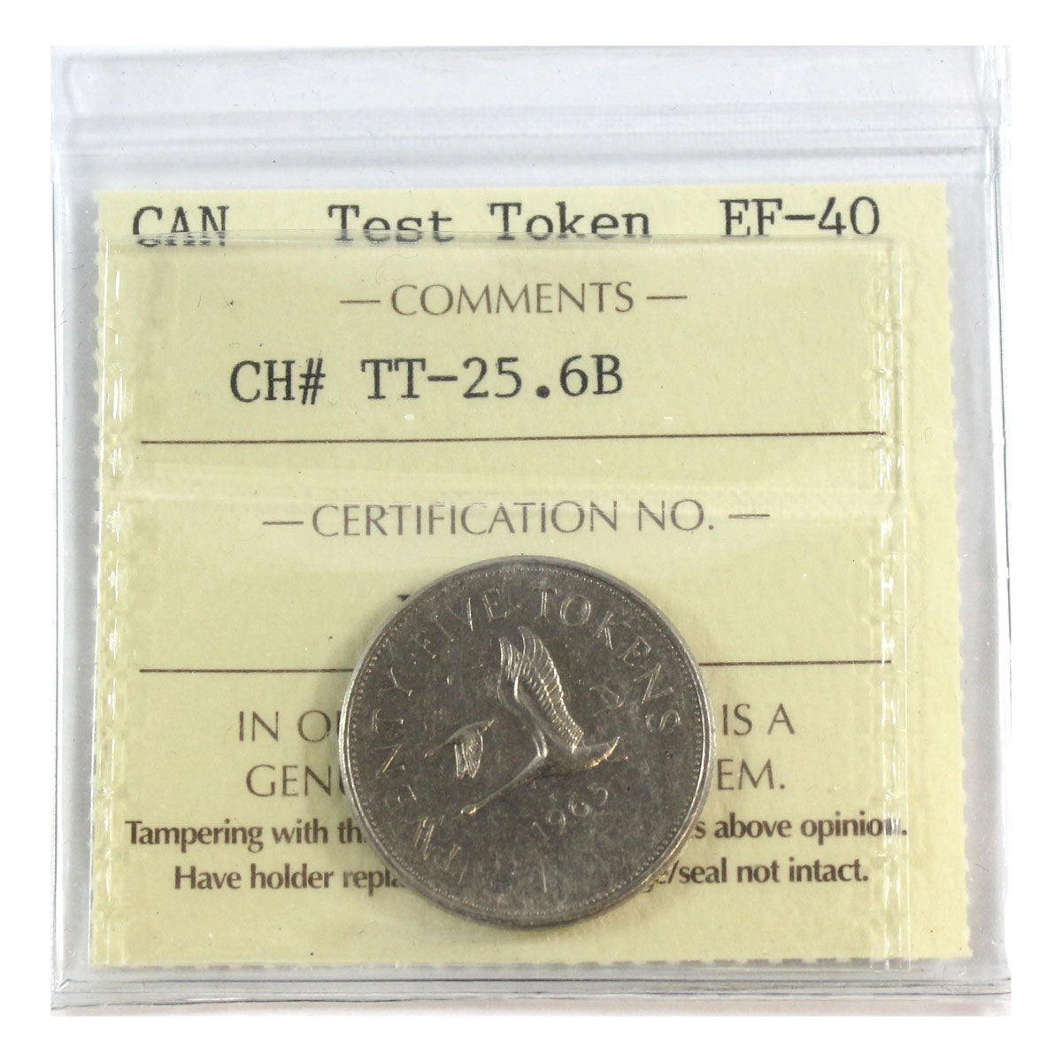 (1965) Canada 25-cents Test Token TT-25.6B ICCS Certified EF-40