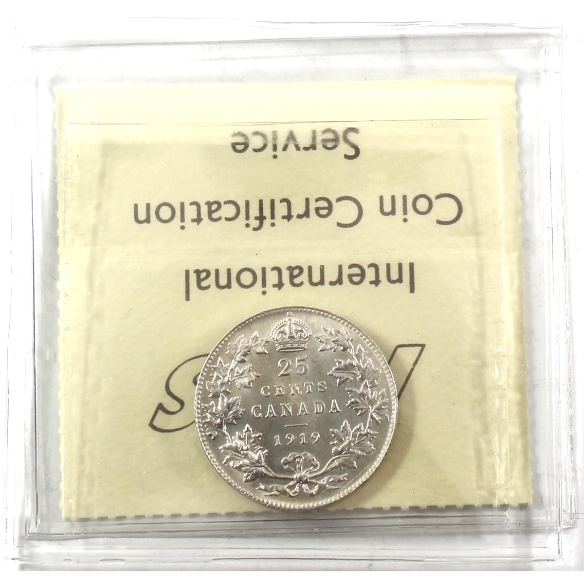 1919 Canada 25-cents ICCS Certified AU55