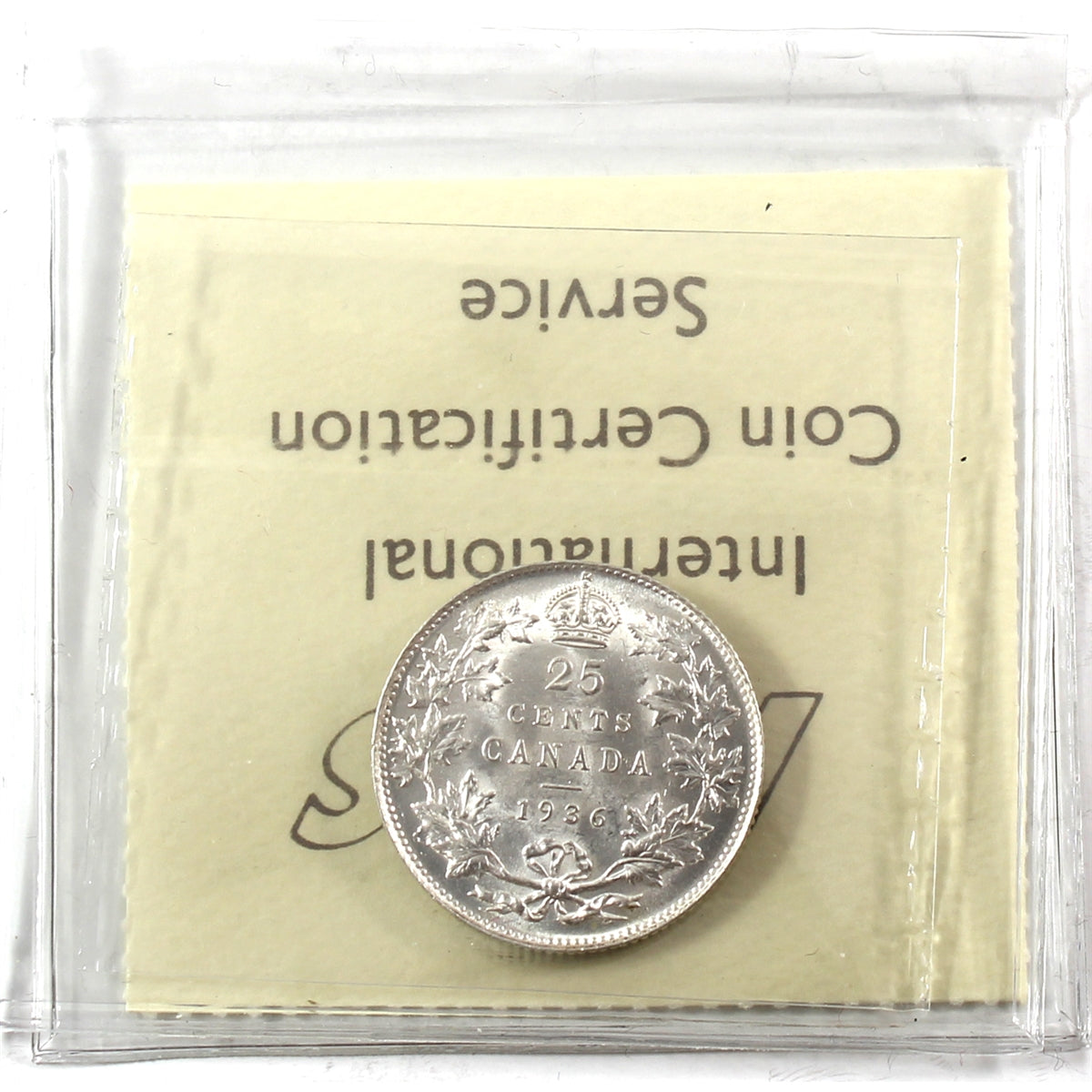 1936 Canada 25-cents ICCS Certified AU55