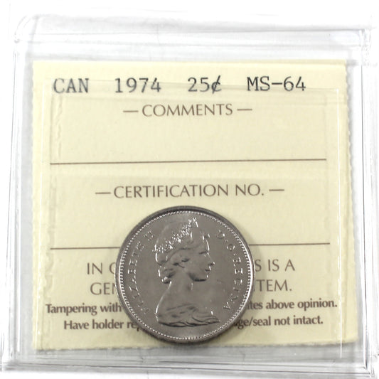 1974 Canada 25-cents ICCS Certified MS64