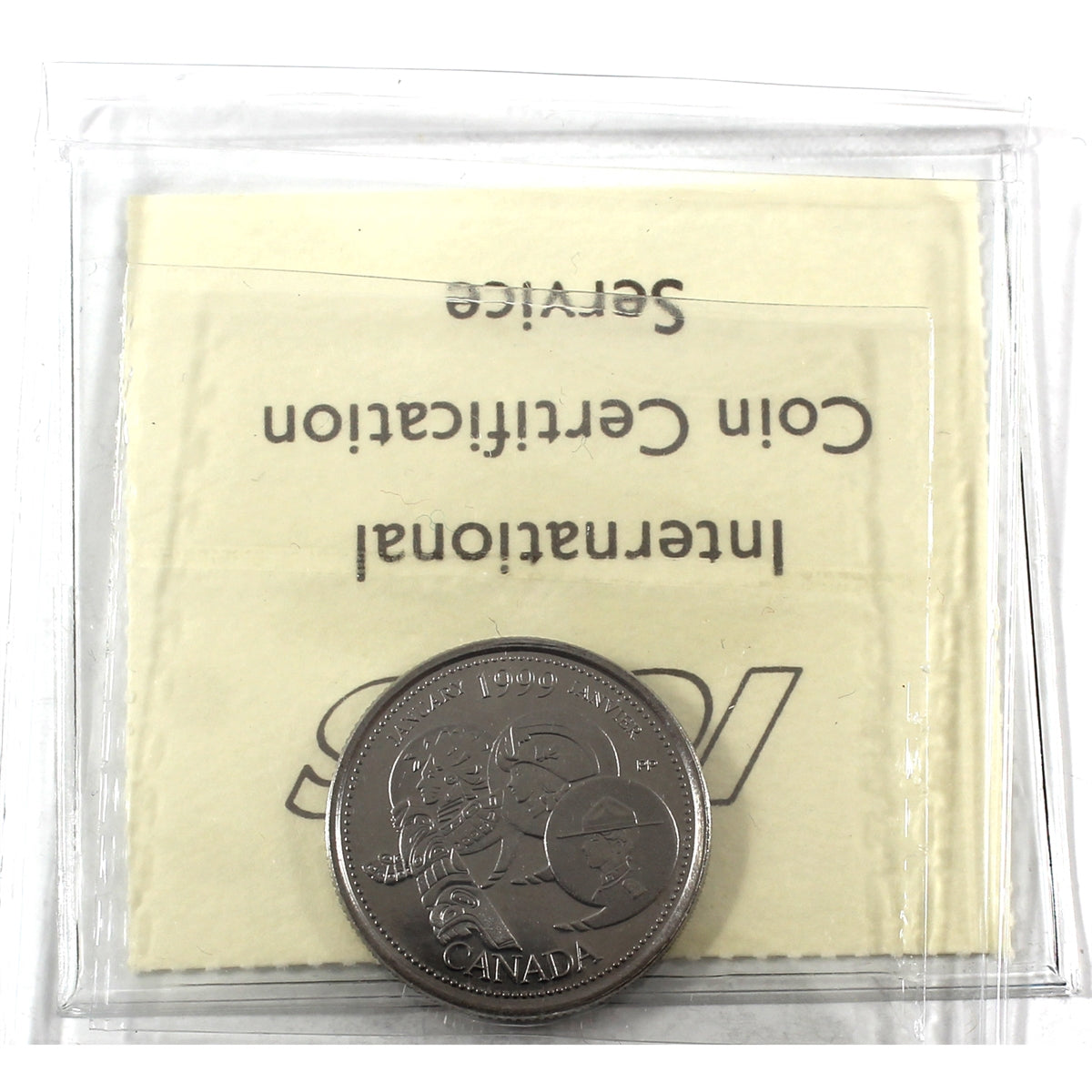 1999 January Canada 25-cents ICCS Certified MS64