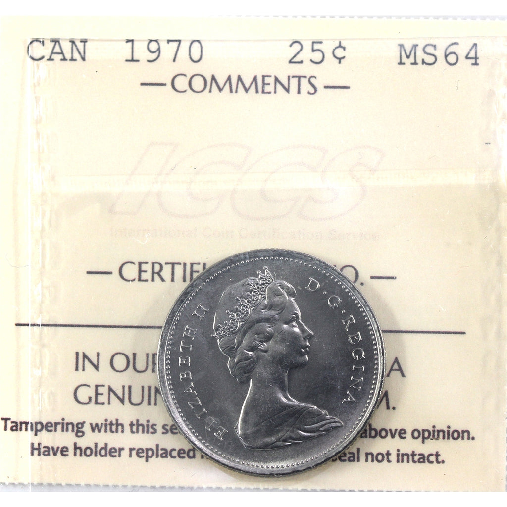 1970 Canada 25-cents ICCS Certified MS64