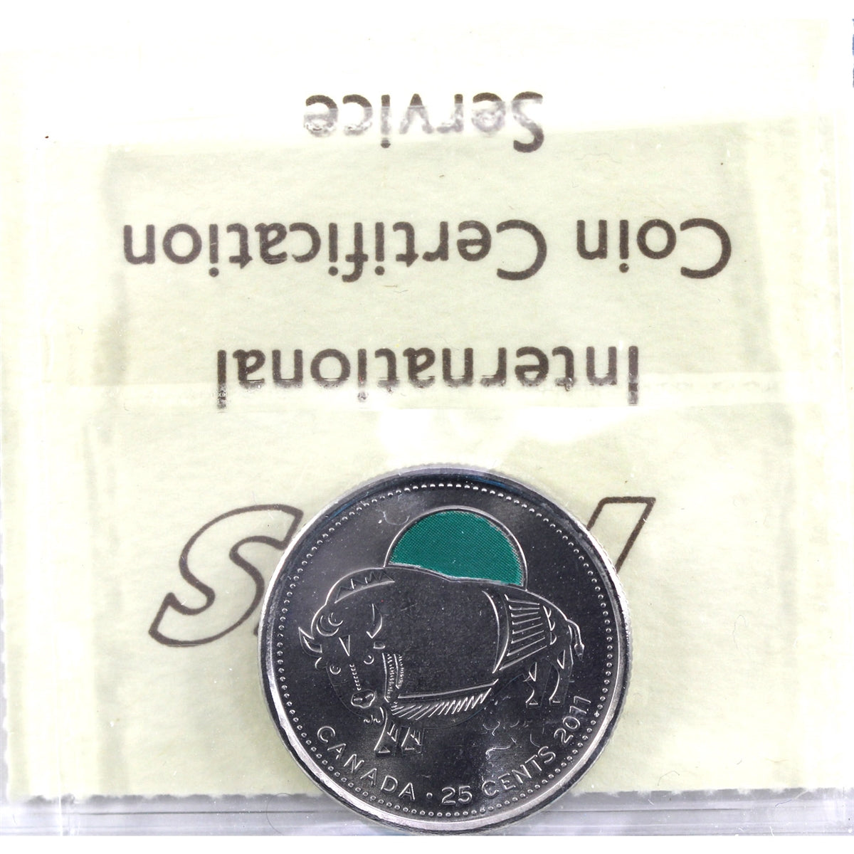 2011 Bison Coloured Canada 25-cents ICCS Certified MS65