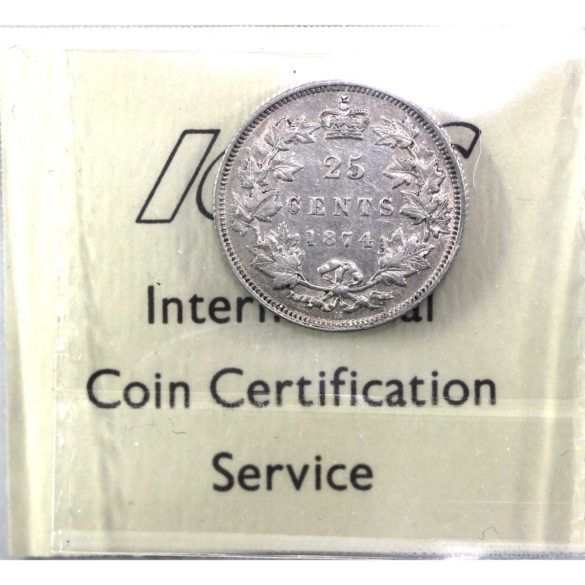 1874H Canada 25-cents ICCS Certified VF-30