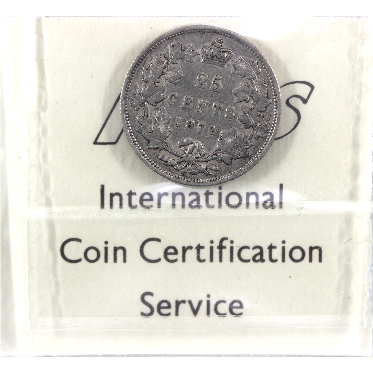 1872H Obv. 2 Canada 25-cents ICCS Certified F15