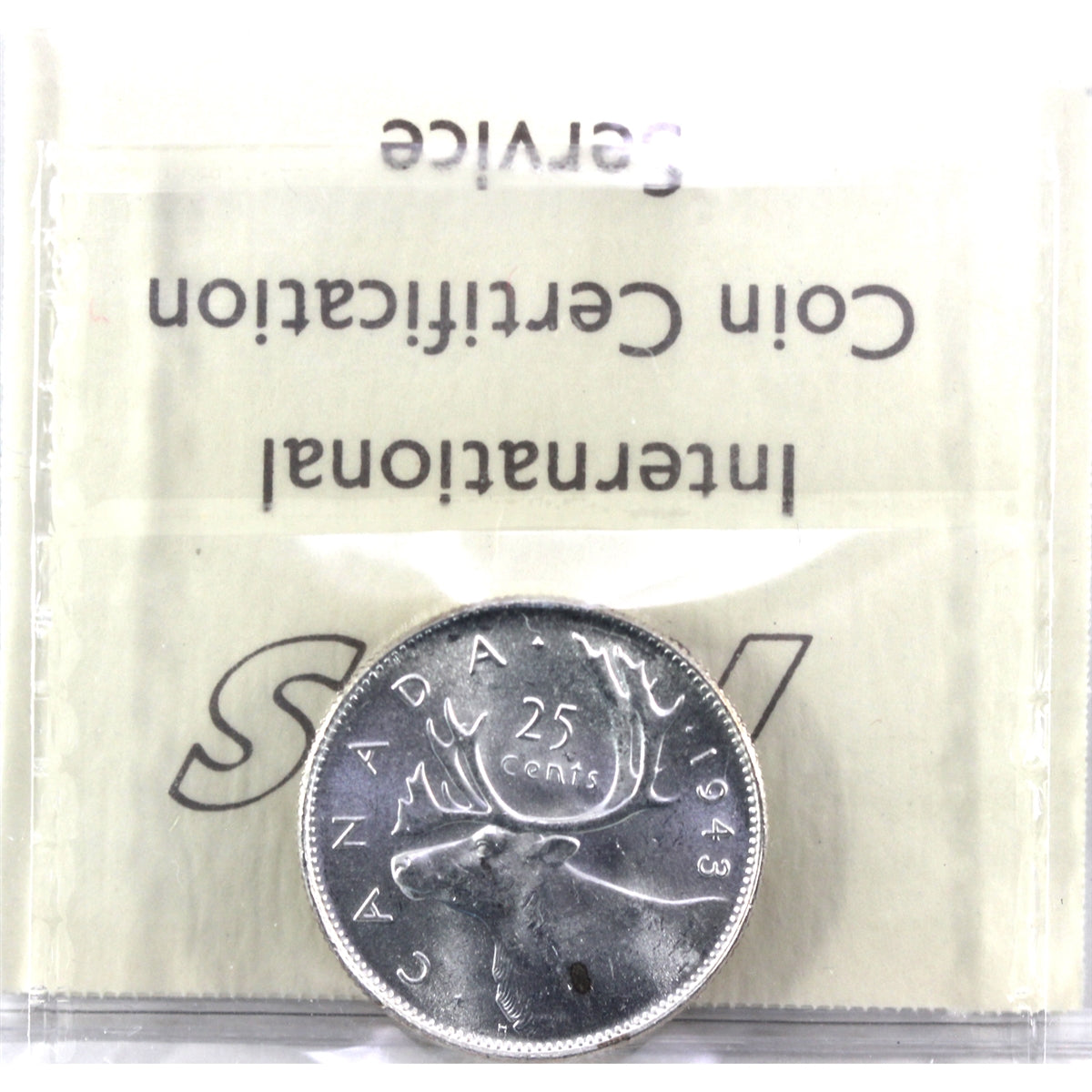 1943 Canada 25-cents ICCS Certified MS62