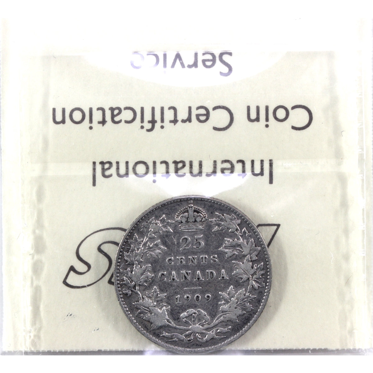 1909 Canada 25-cents ICCS Certified F15
