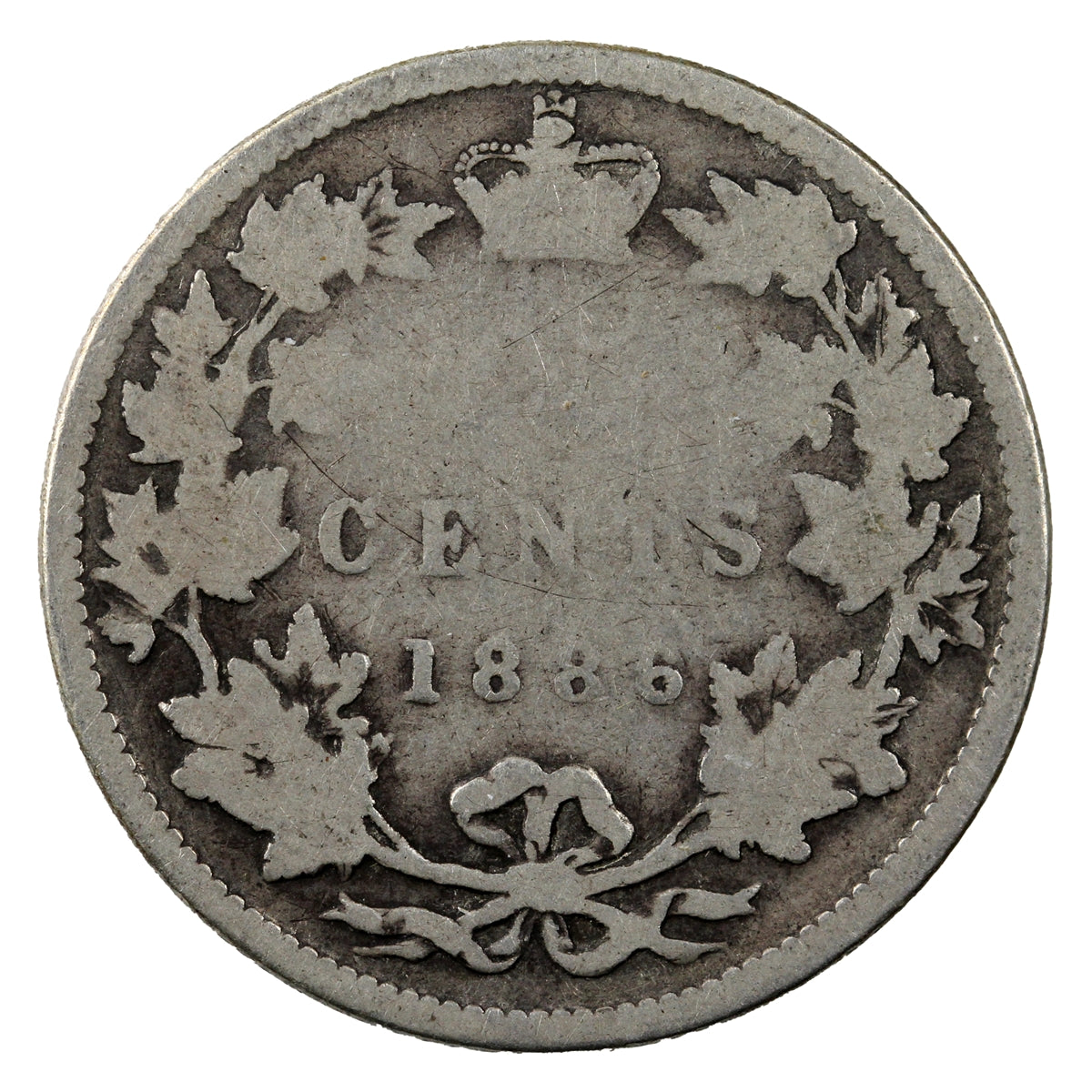 1886 Normal 6 Obv. 5 LBE Canada 25-cents Good (G-4) $
