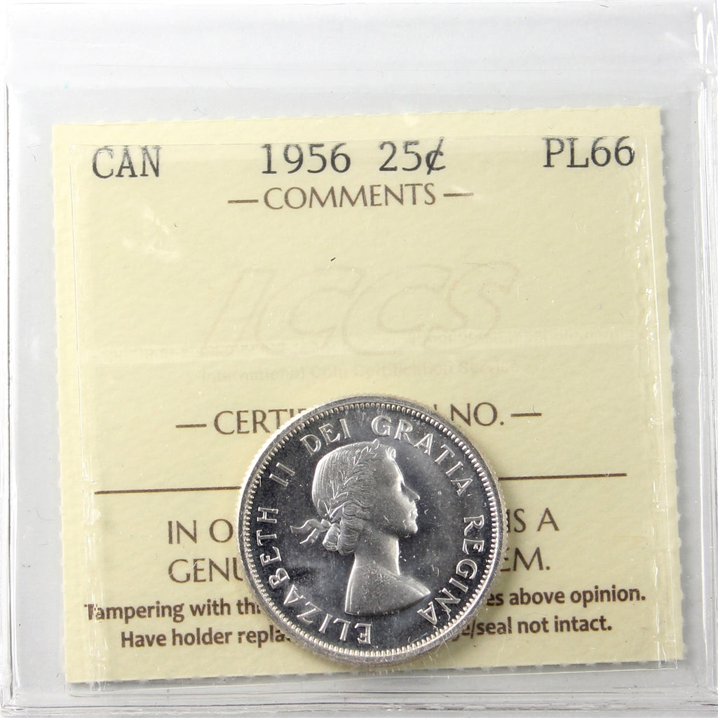 1956 Canada 25-cents ICCS Certified PL-66