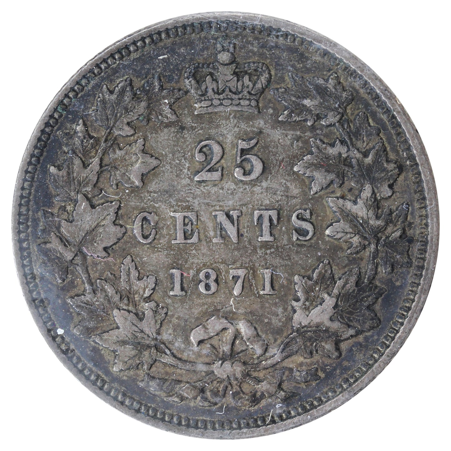 1871 Obv. 2 Canada 25-cents ICCS Certified EF40