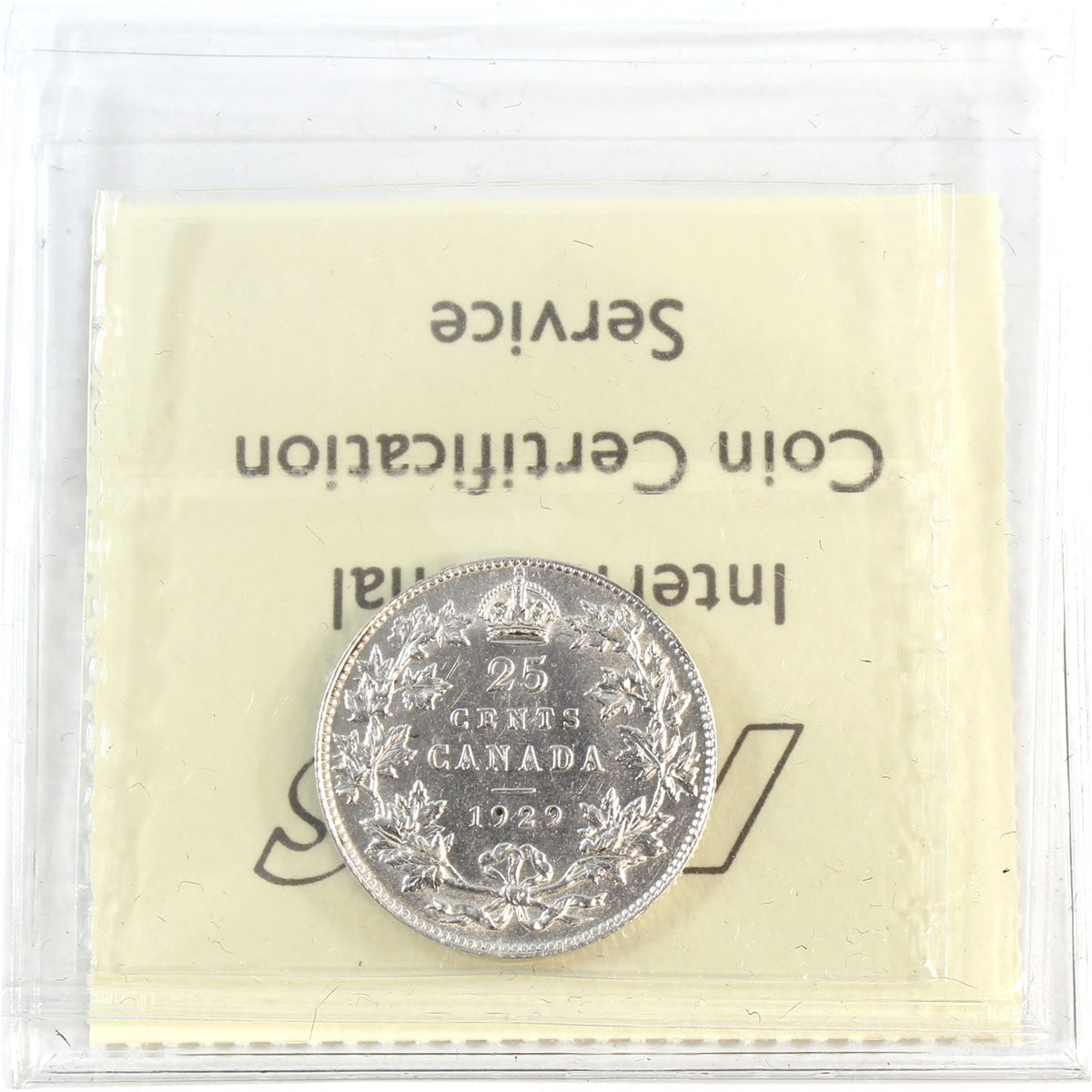 1929 Canada 25-cents ICCS Certified AU50