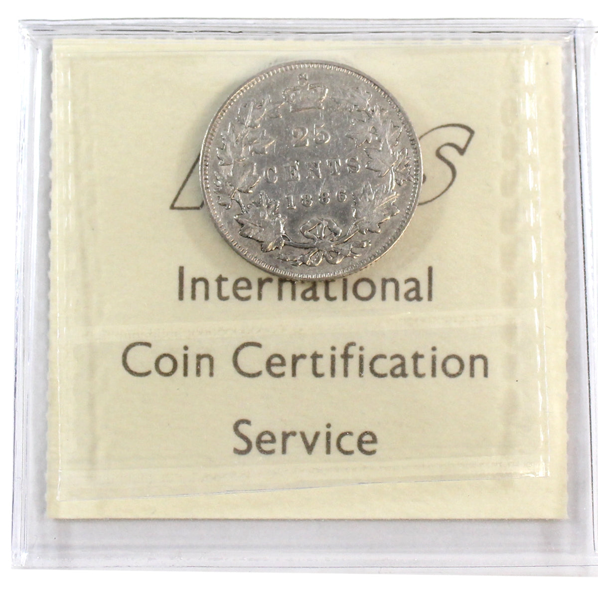 1886 Short Bough Ends, Obv. 5 Canada 25-cents ICCS Certified VG10