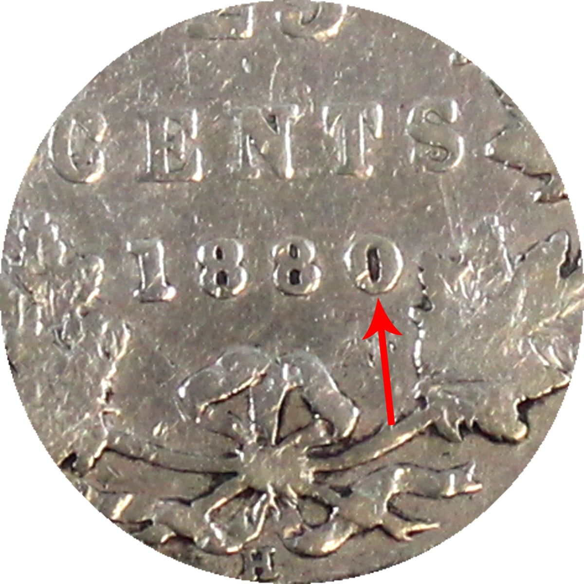 1880H Narrow/Wide O Canada 25-cents ICCS Certified VG8