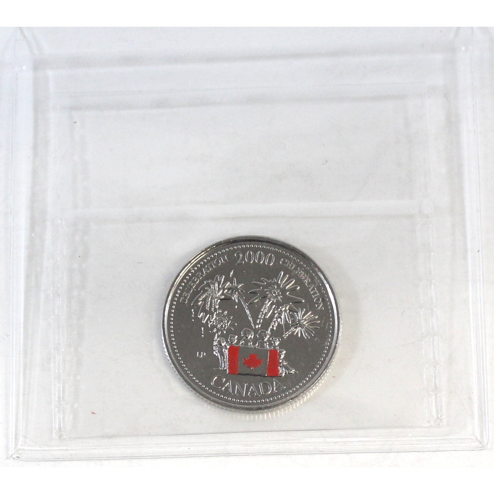 2000 Celebration Coloured Canada Day 25-cents ICCS Certified MS65 NBU