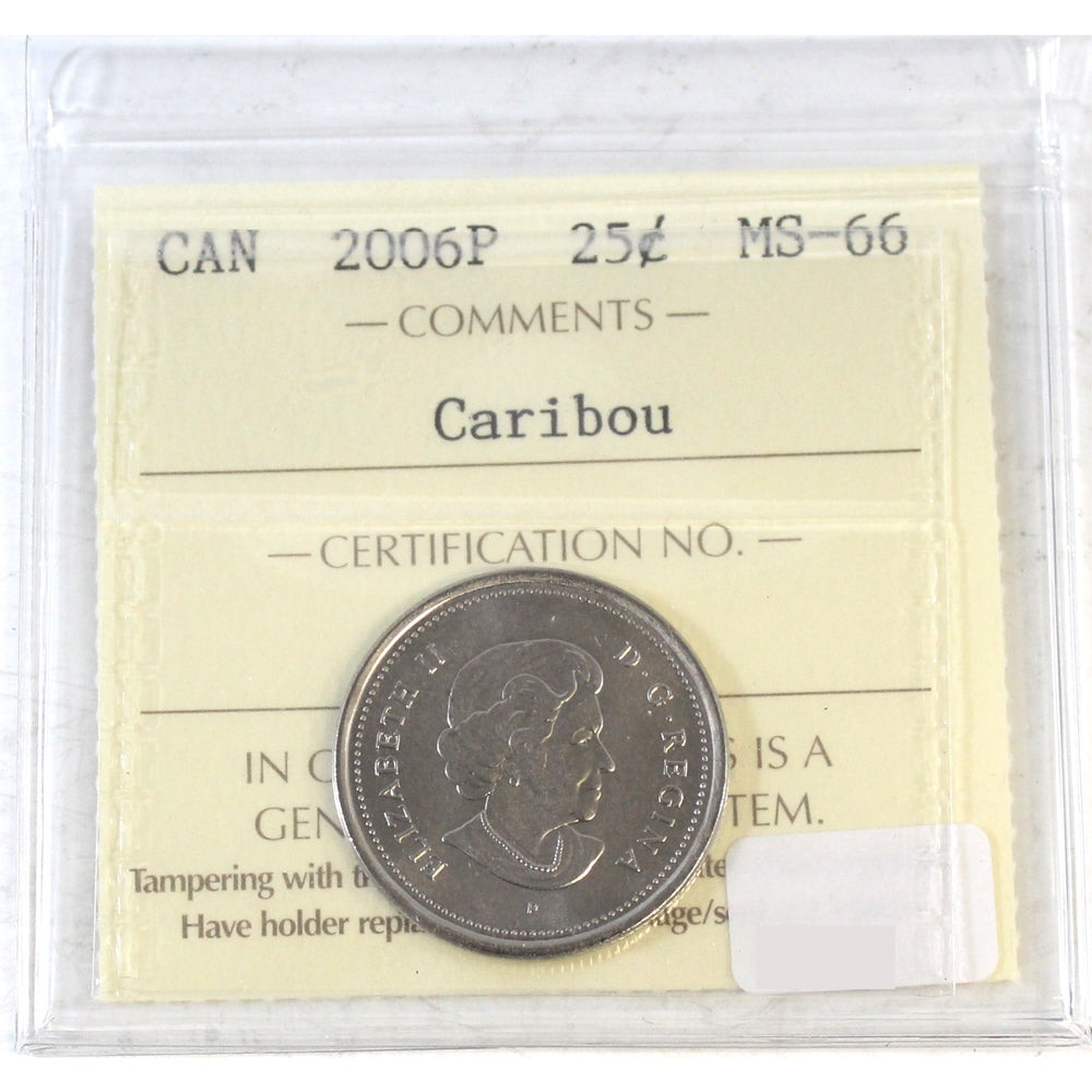 2006P Caribou Canada 25-cents ICCS Certified MS66
