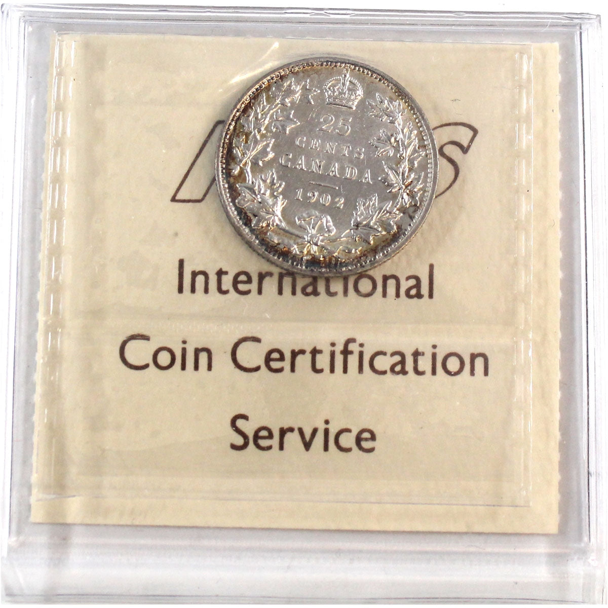 1902H Canada 25-cents ICCS Certified AU-58