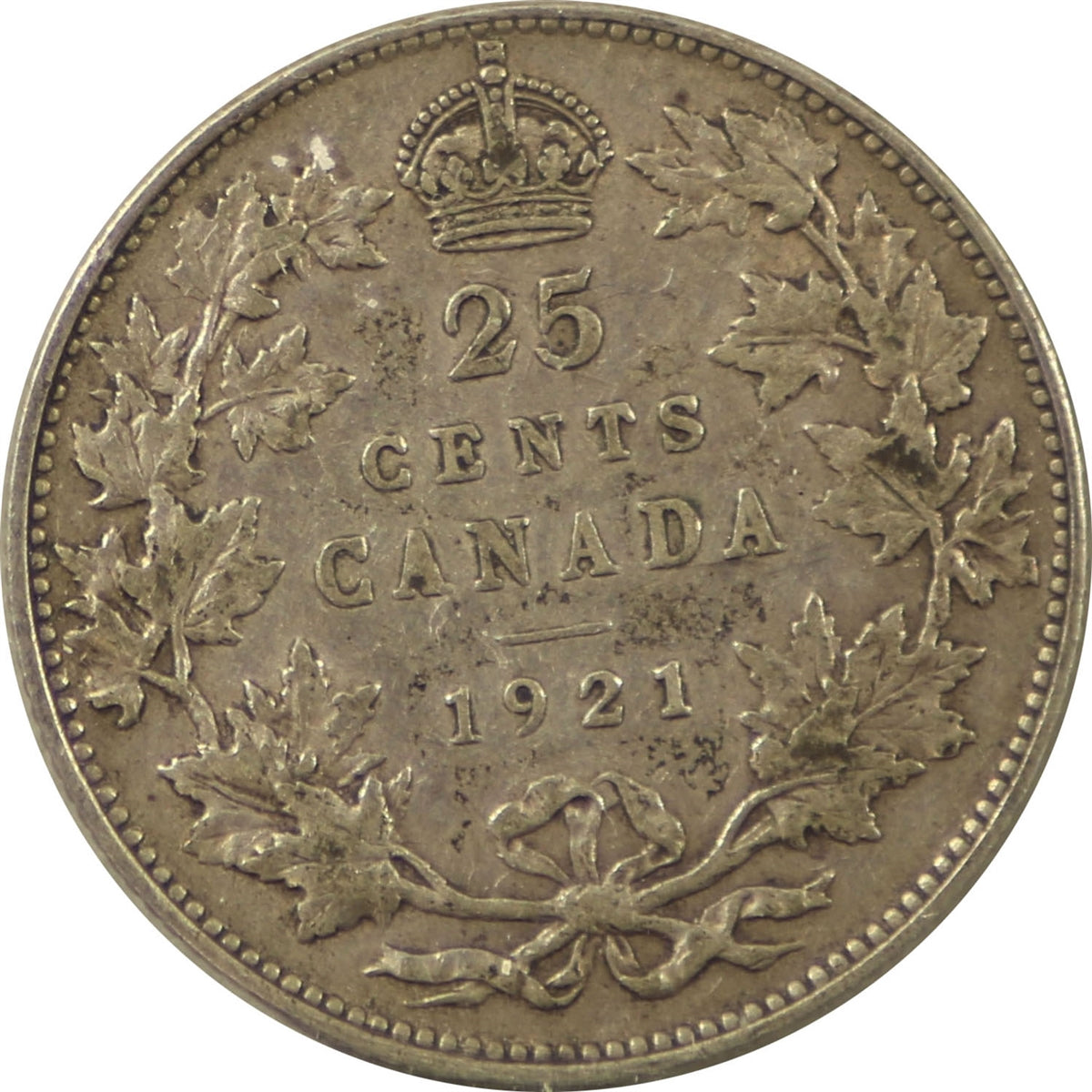 1921 Canada 25-cents ICCS Certified F15