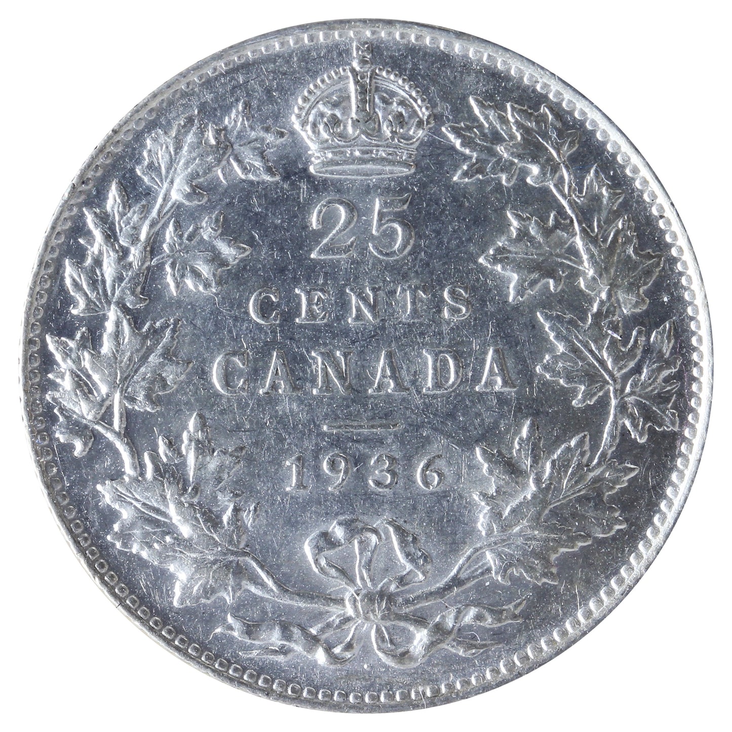 1936 Dot Canada 25-cents ICCS Certified EF40
