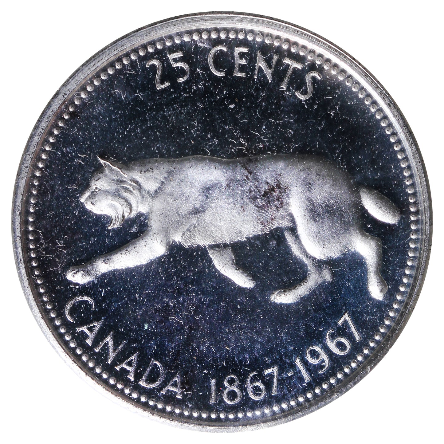 1967 Canada 25-cents ICCS Certified SP65 Heavy Cameo