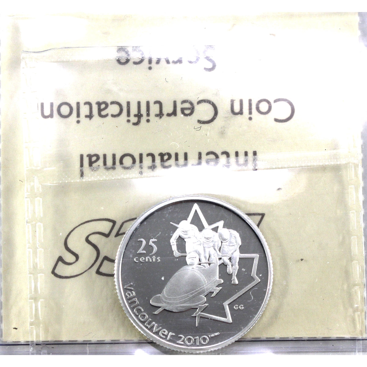 2008 Bobsleigh Canada Silver 25-cents ICCS Certified PF-67 Ultra Heavy Cameo