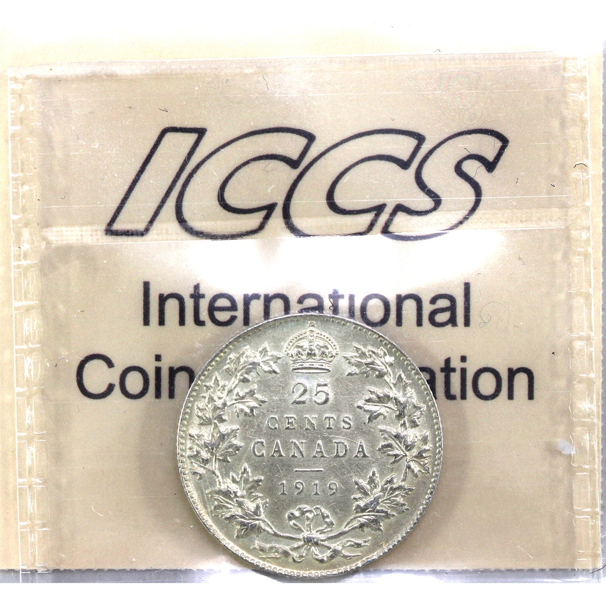 1919 Canada 25-cents ICCS Certified AU50