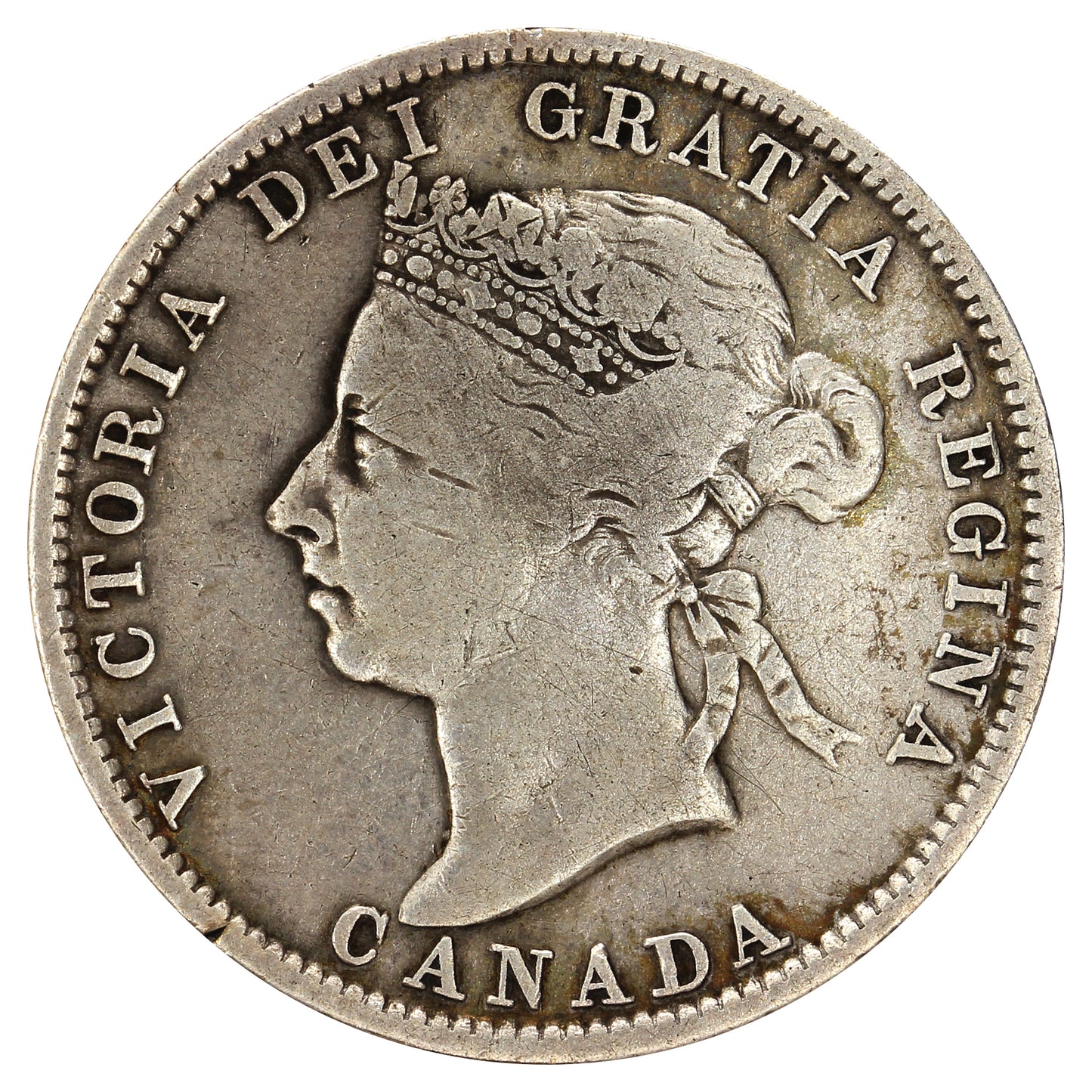 1886 6/3 Obv. 5 LBE Canada 25-cents VG-F (VG10) $