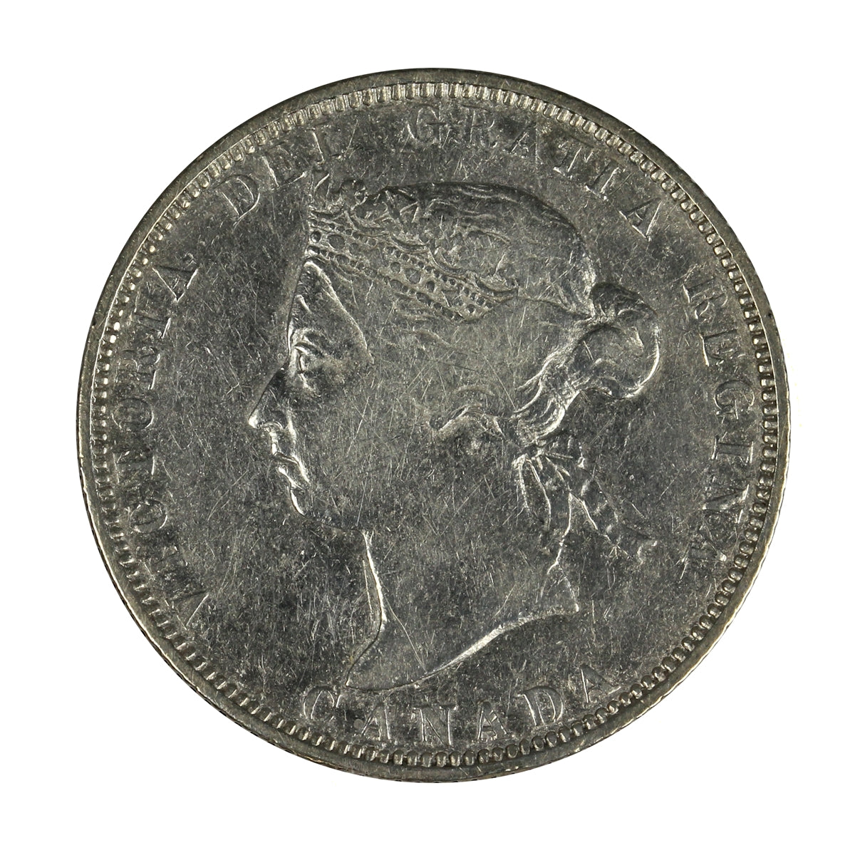 1886 Normal 6 Obv. 4 SBE Canada 25-cents F-VF (F15) $