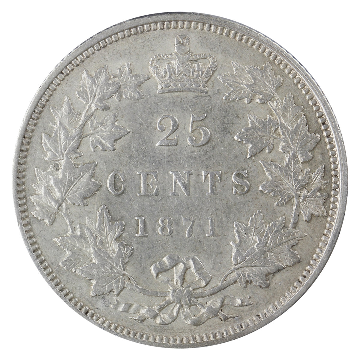 1871 Obv. 1 Canada 25-cents ICCS Certified EF40