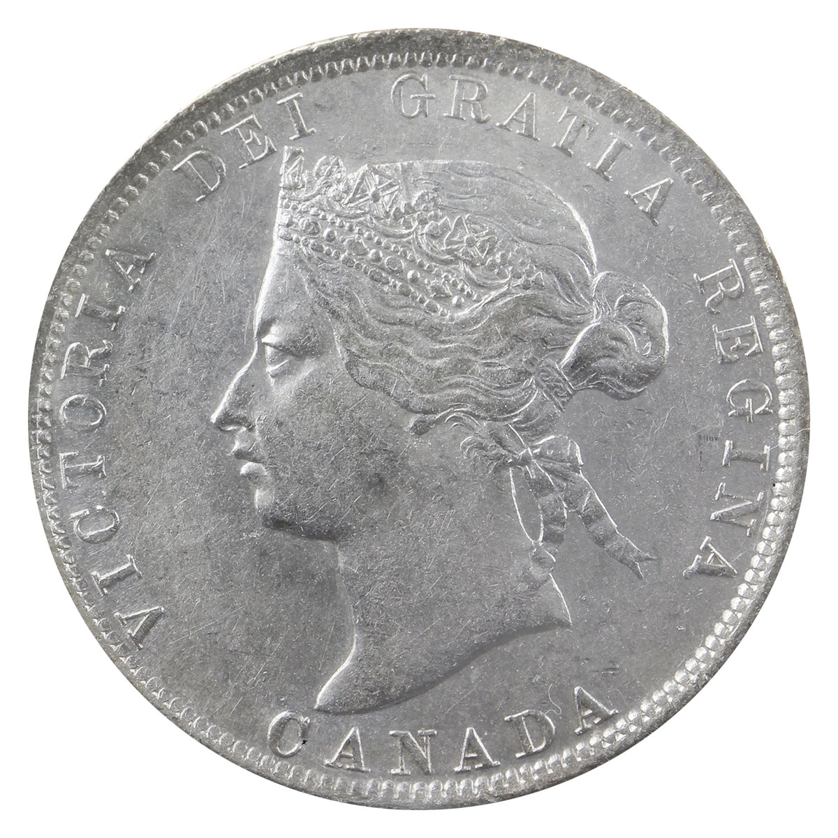 1872H Obv. 2 Canada 25-cents ICCS Certified AU-50