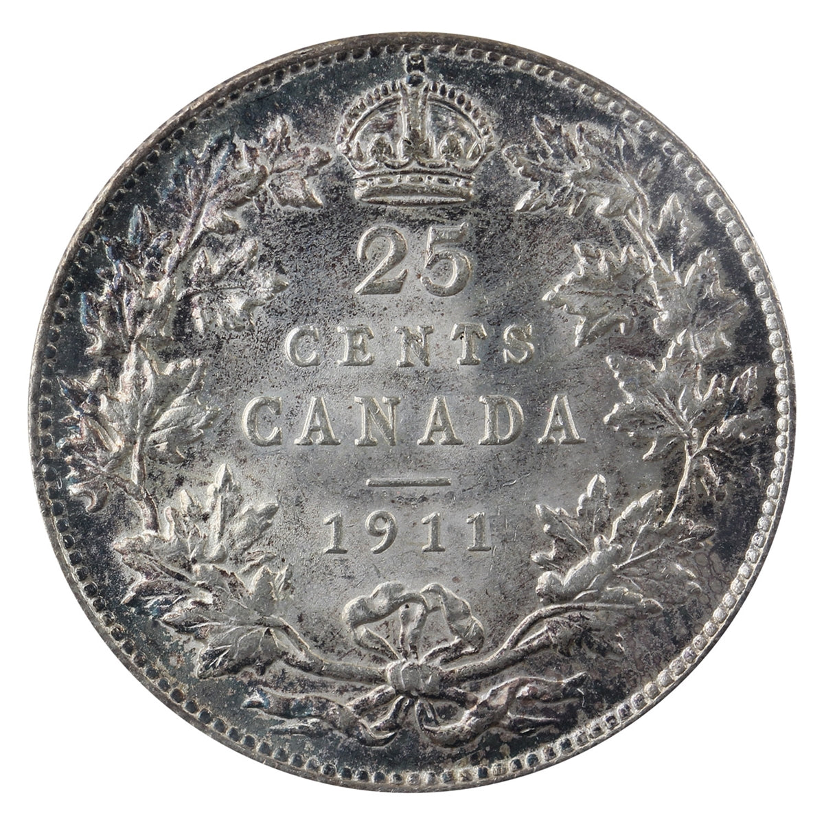 1911 Canada 25-cents ICCS Certified AU55