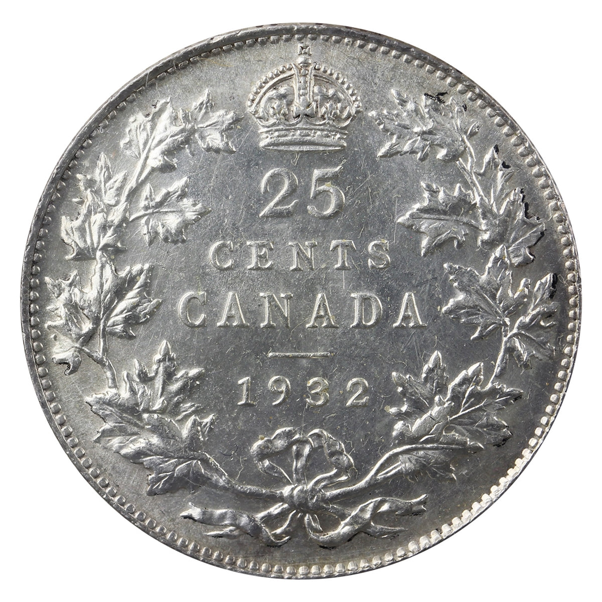 1932 Canada 25-cents ICCS Certified AU55