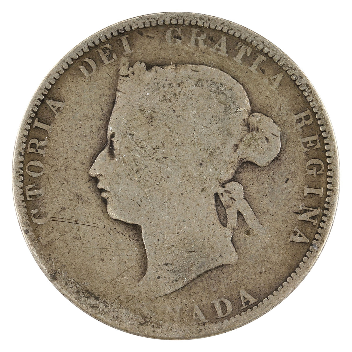 1885 Straight Top 5 Canada 25-cents About Good (AG3) $