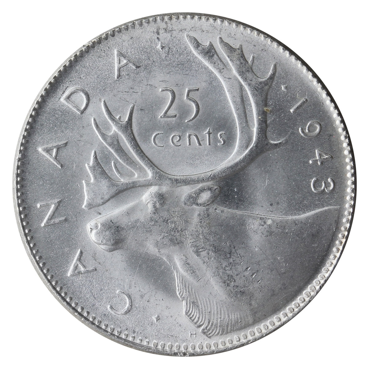 1943 Canada 25-cents ICCS Certified MS64