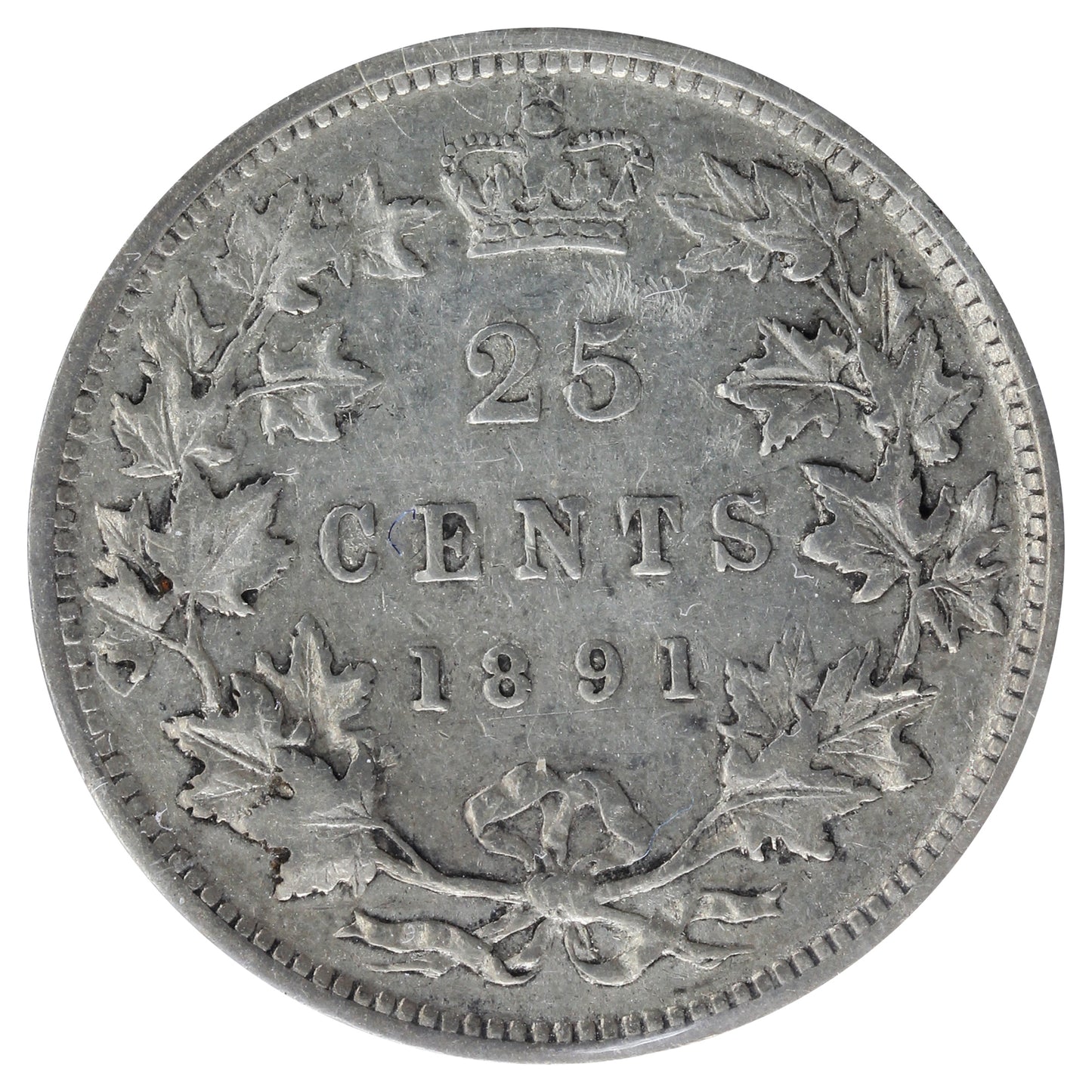 1891 Canada 25-cents ICCS Certified F12
