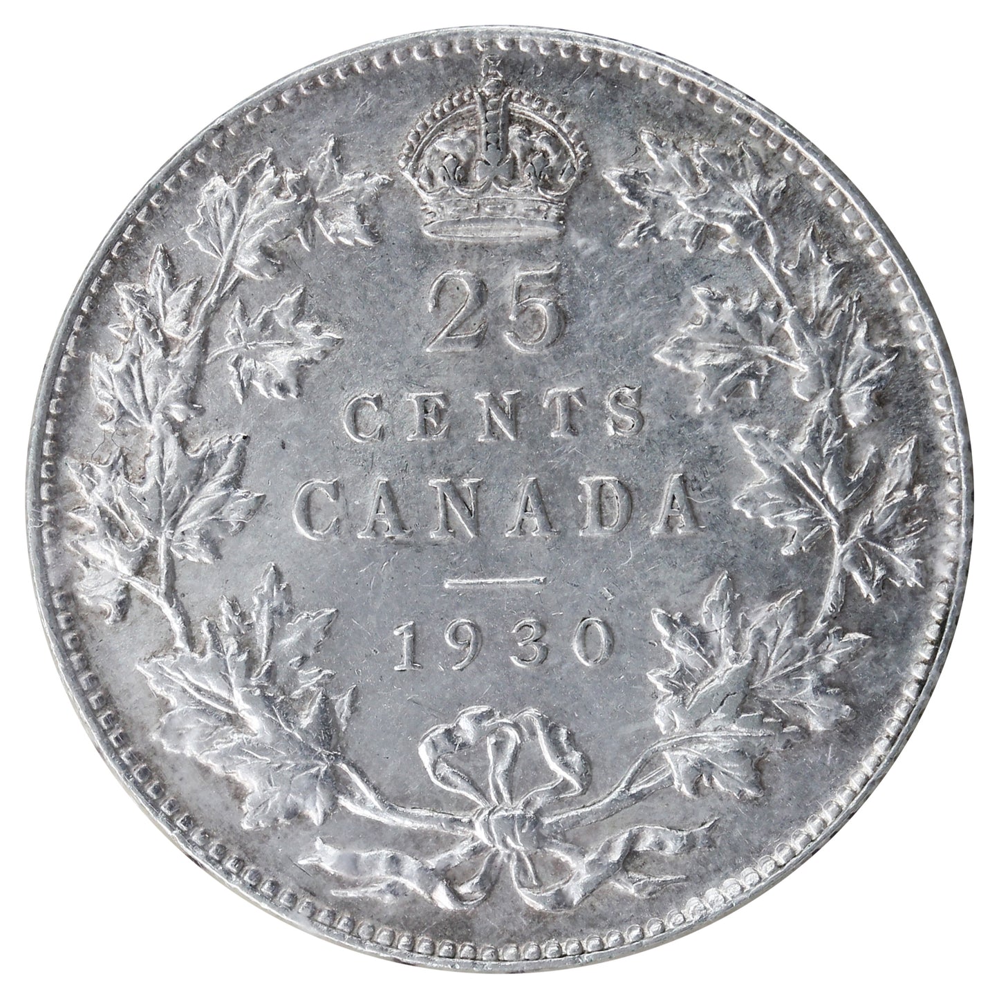 1930 Canada 25-cents ICCS Certified AU55