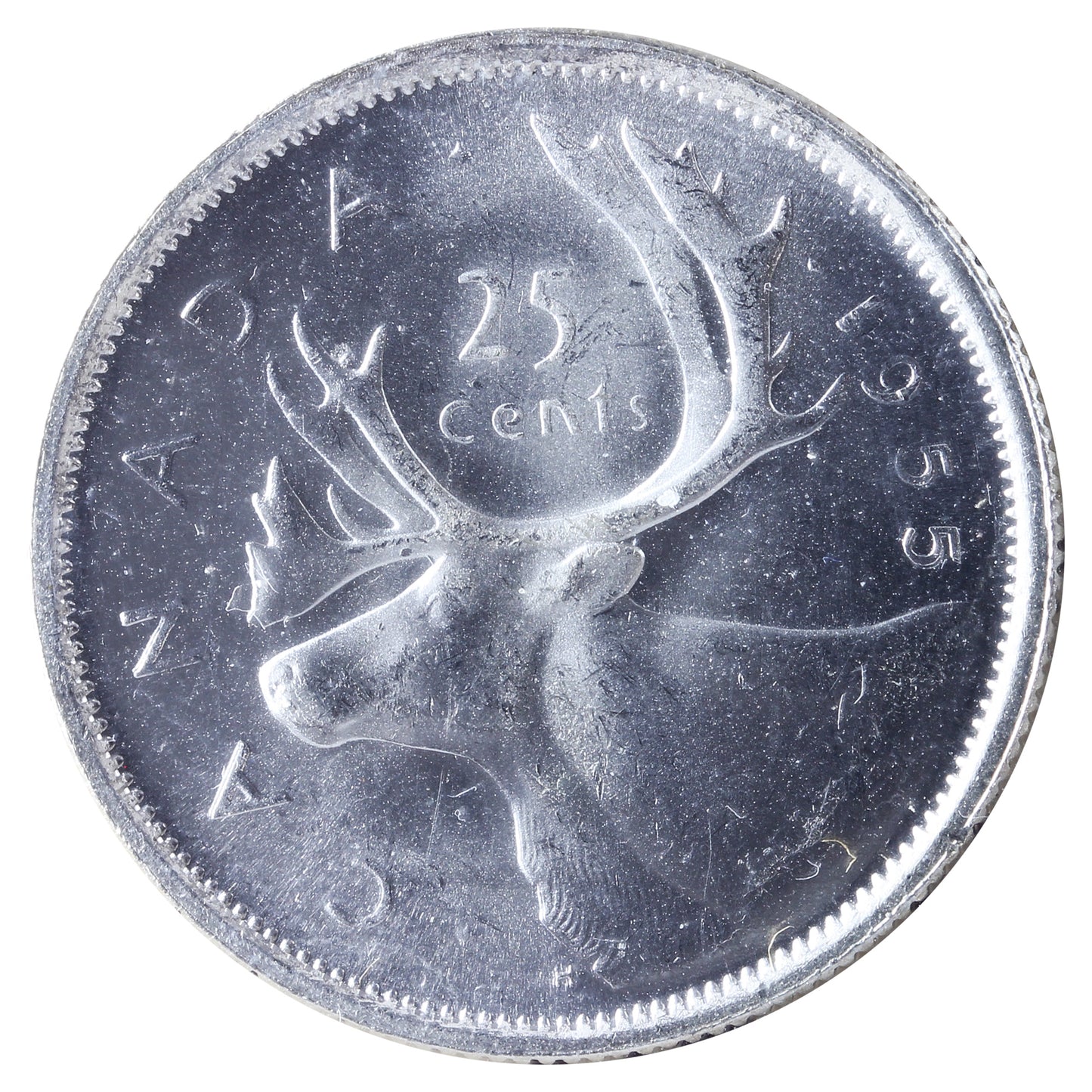 1955 Double 1955 Canada 25-cents ICCS Certified MS64