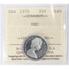 1970 Canada 25-cents ICCS Certified PL65 Ultra Heavy Cameo