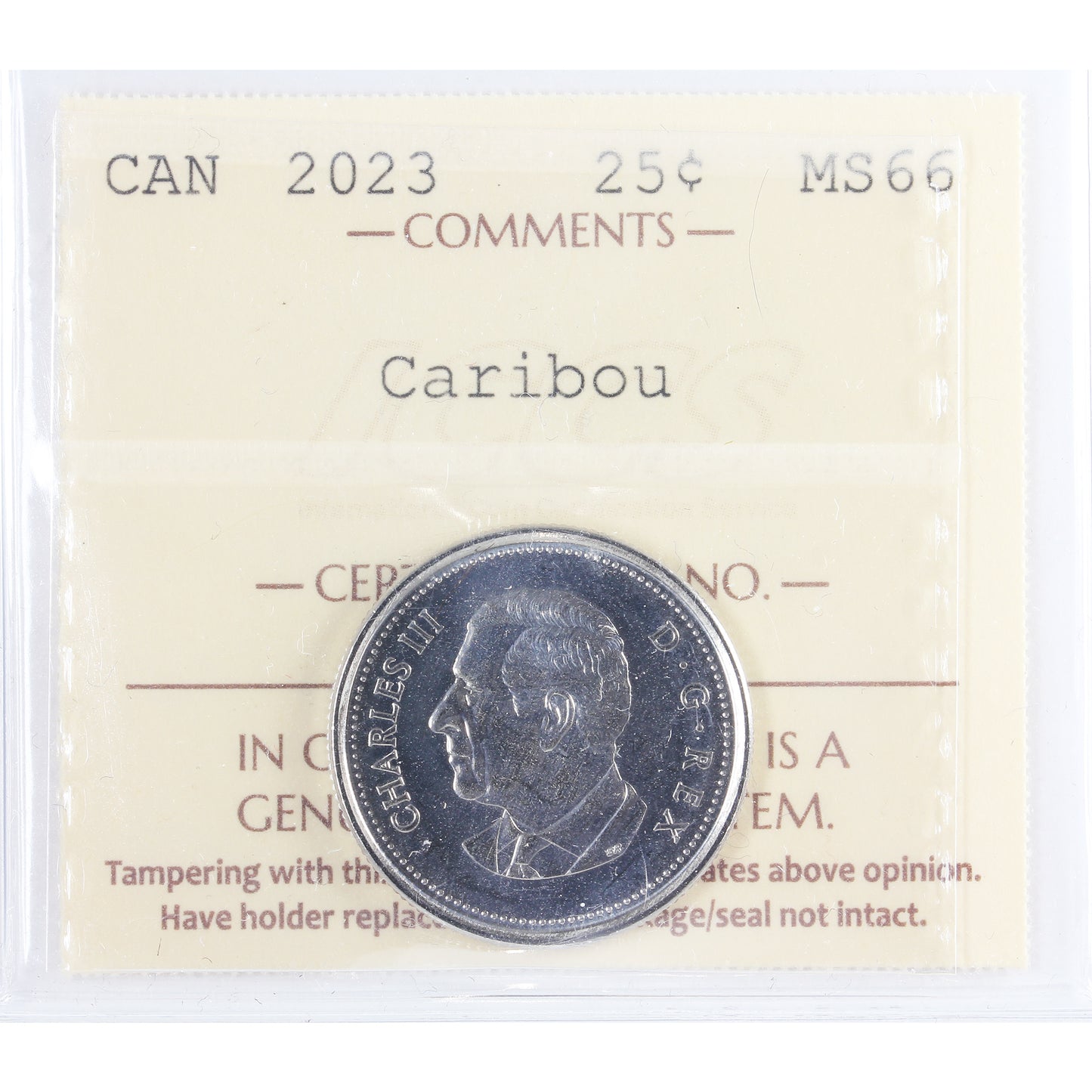 2023 Caribou Canada 25-cents ICCS Certified MS66