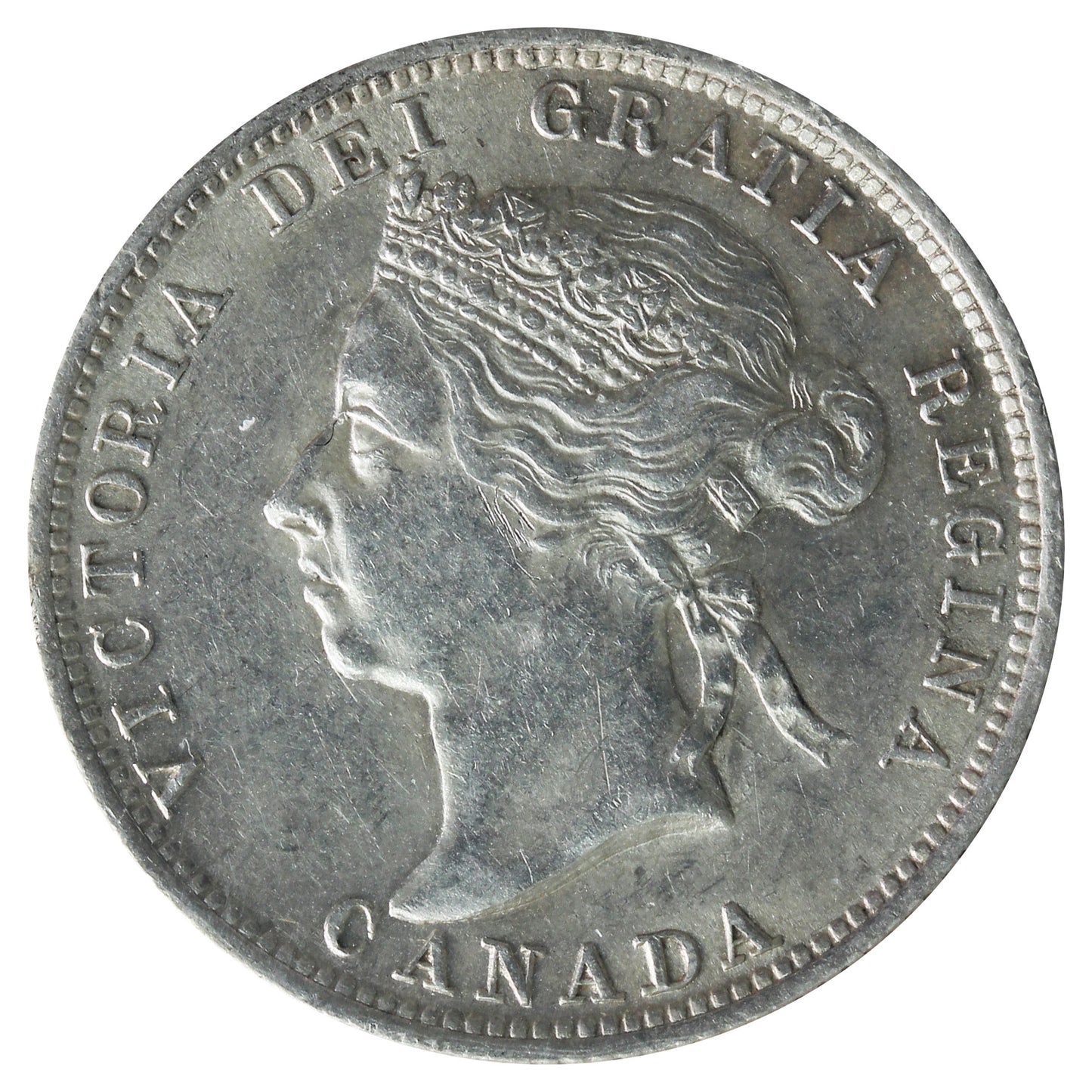 1887 Canada 25-cents ICCS Certified AU-50 RARE