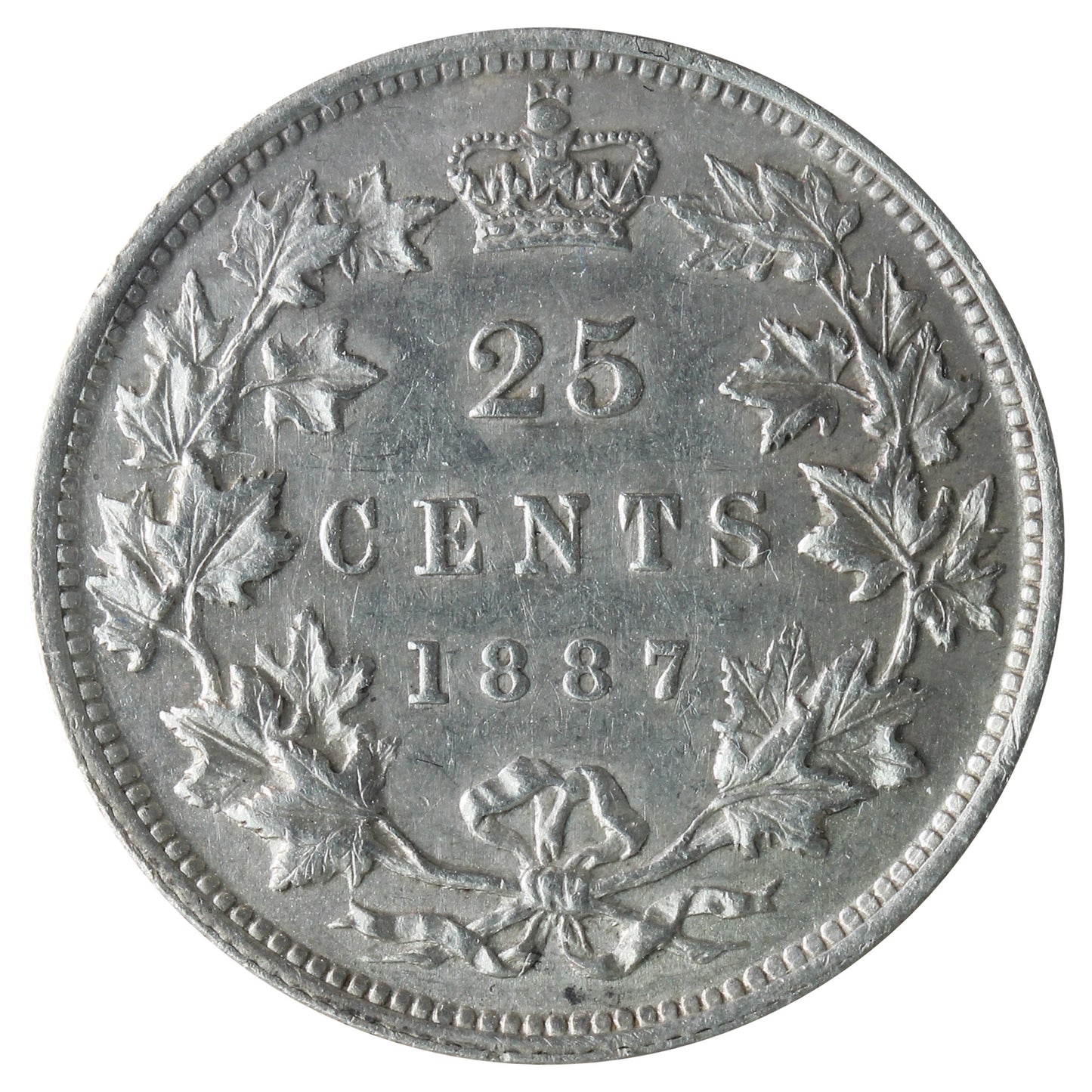 1887 Canada 25-cents ICCS Certified AU-50 RARE