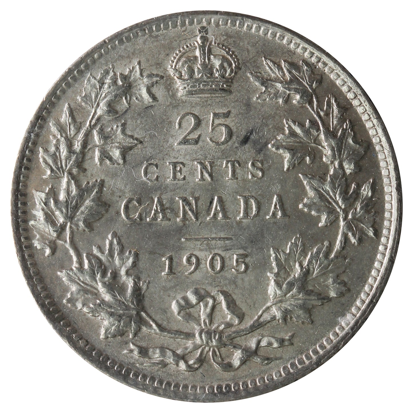 1905 Canada 25-cents ICCS Certified AU-55