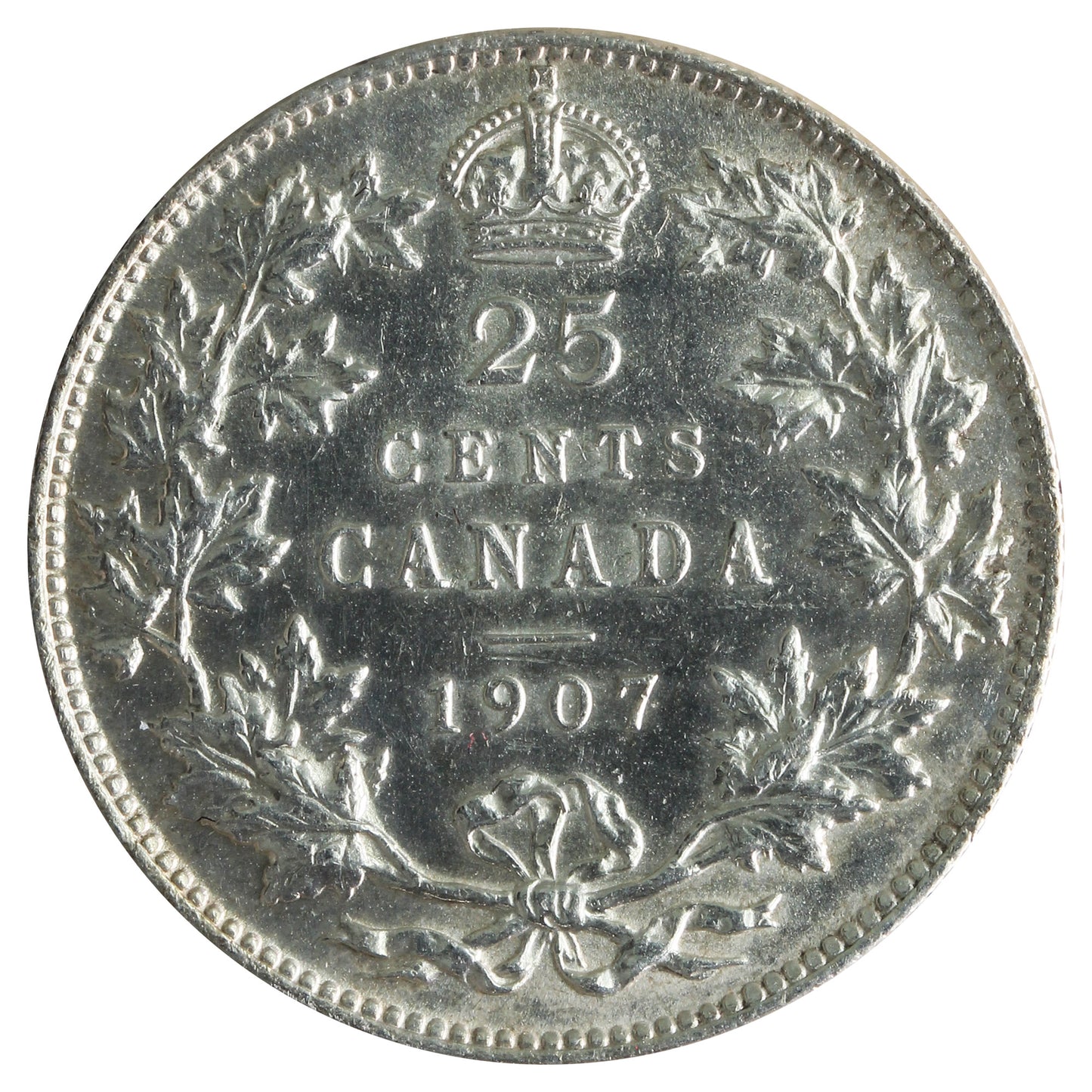 1907 Canada 25-cents ICCS Certified AU50
