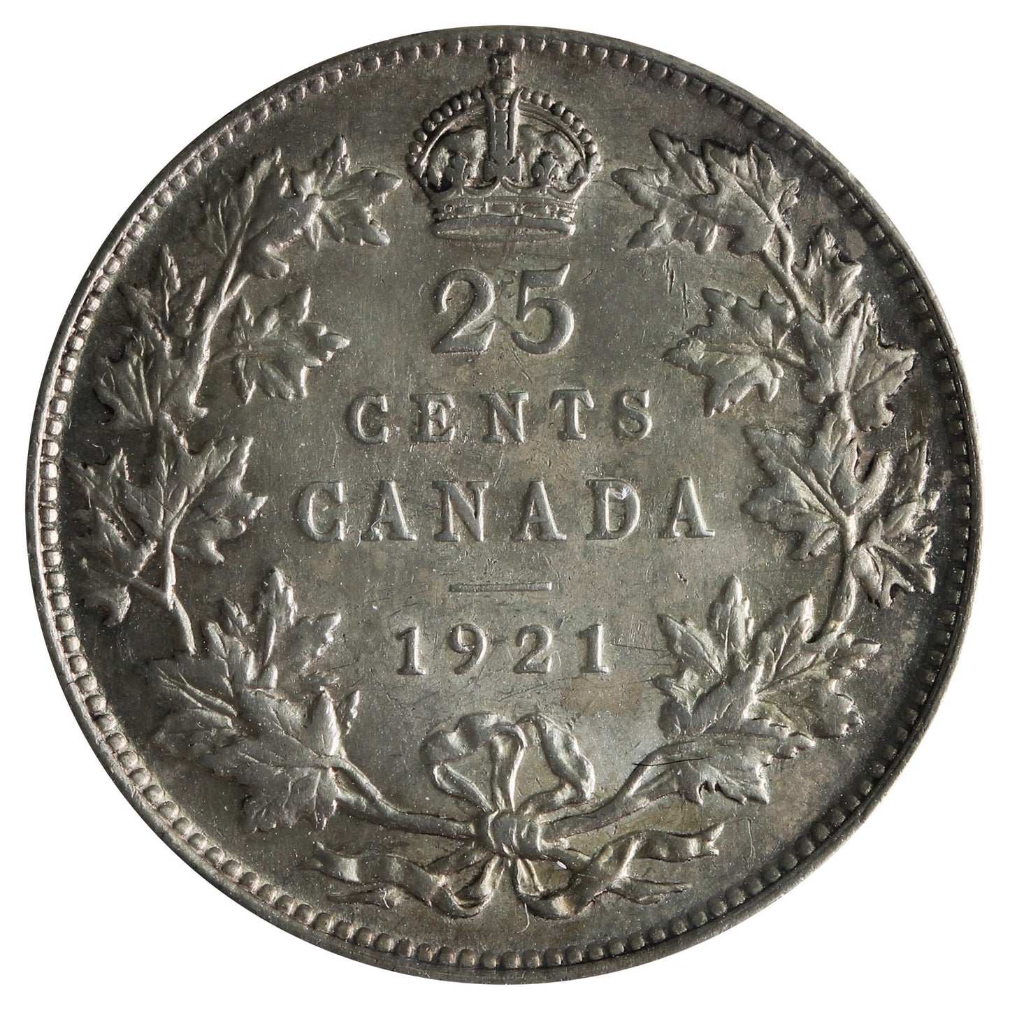 1921 Canada 25-cents ICCS Certified AU50